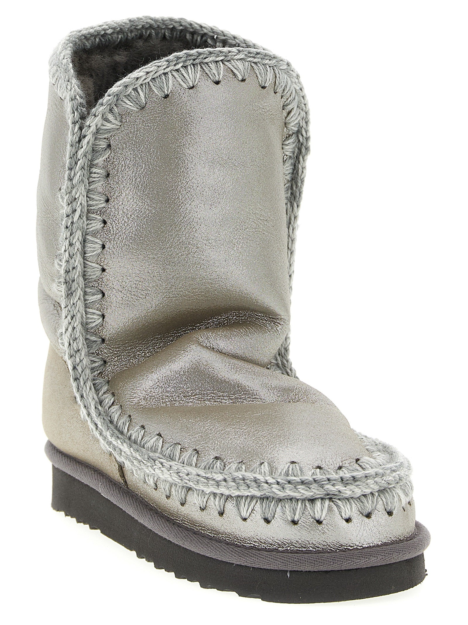 Silver Lambskin Ankle Boots