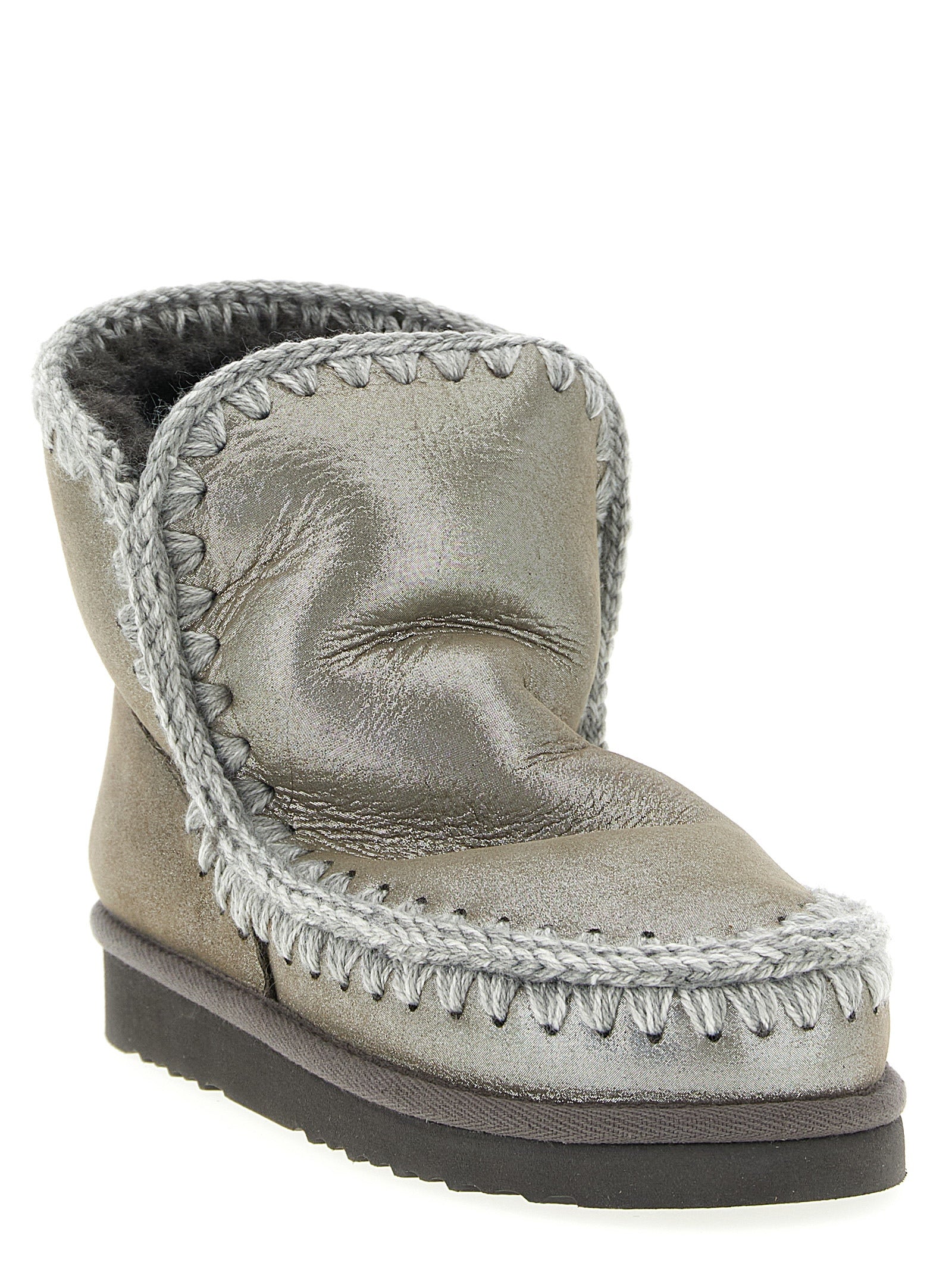 Silver Lambskin Ankle Boots