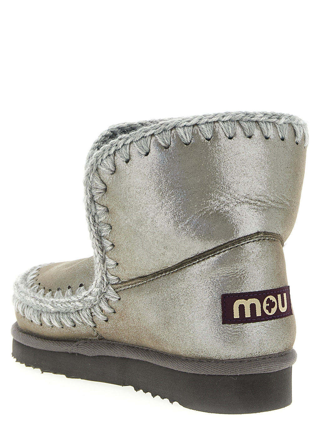 Silver Lambskin Ankle Boots