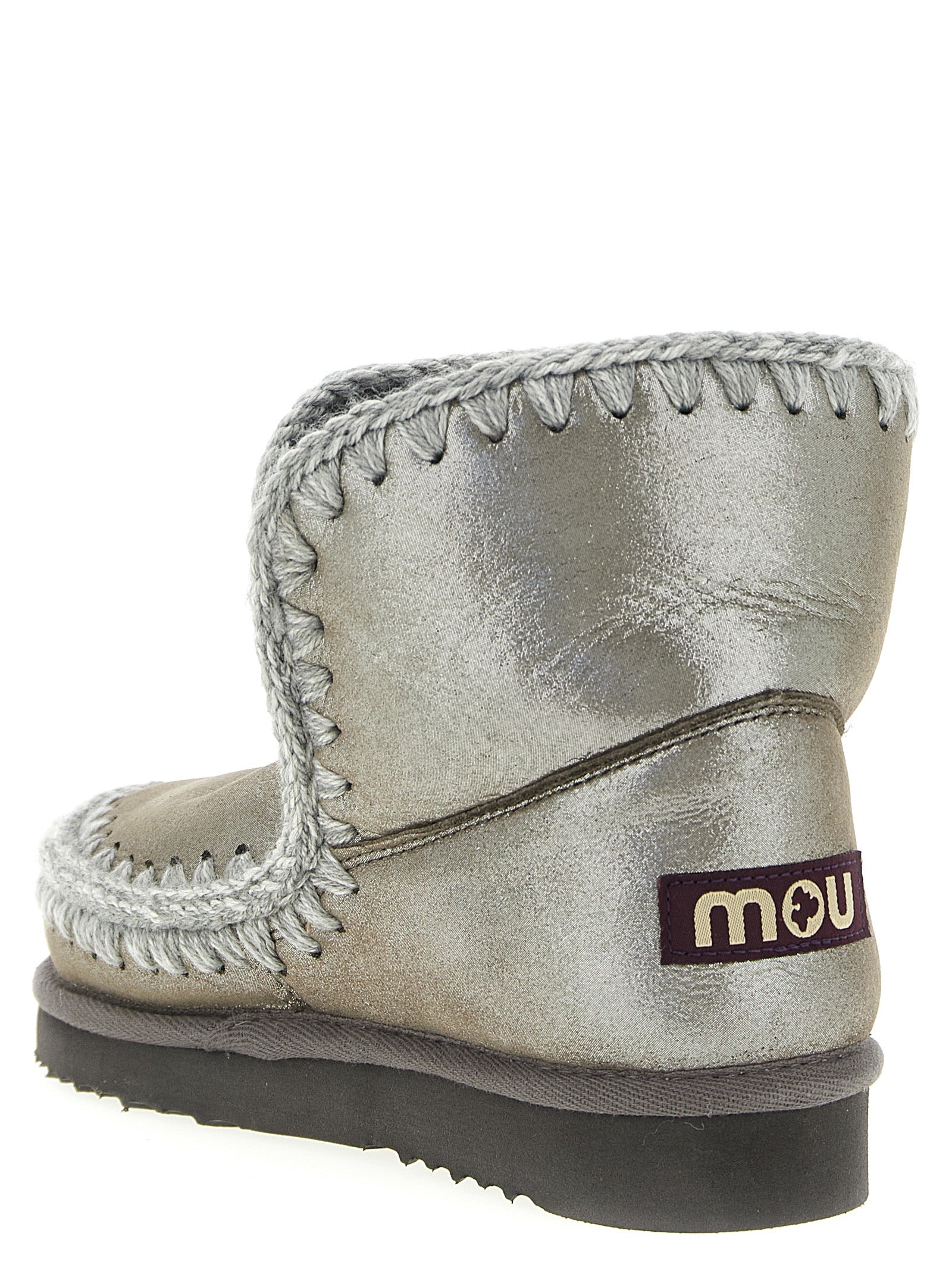 Silver Lambskin Ankle Boots