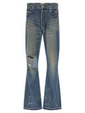 Blue Cotton Flared Jeans