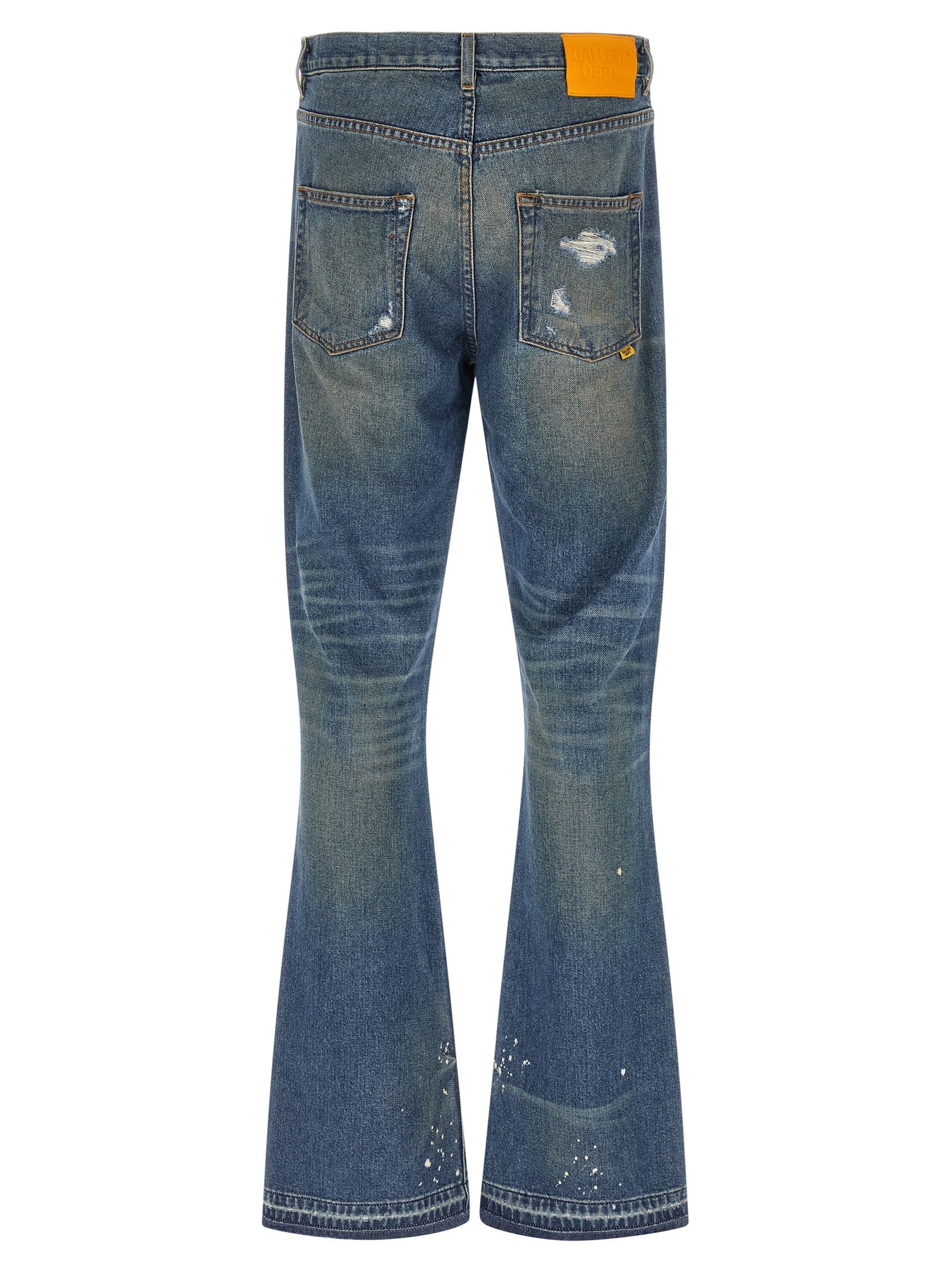 Blue Cotton Flared Jeans