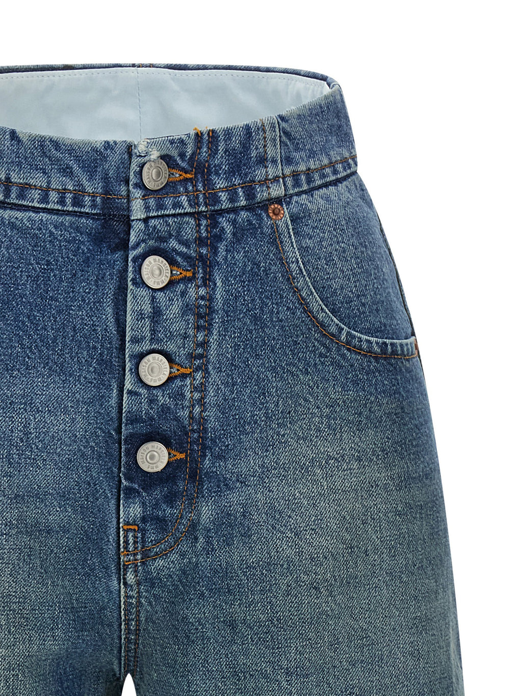 Blue Cotton Straight-Leg Jeans