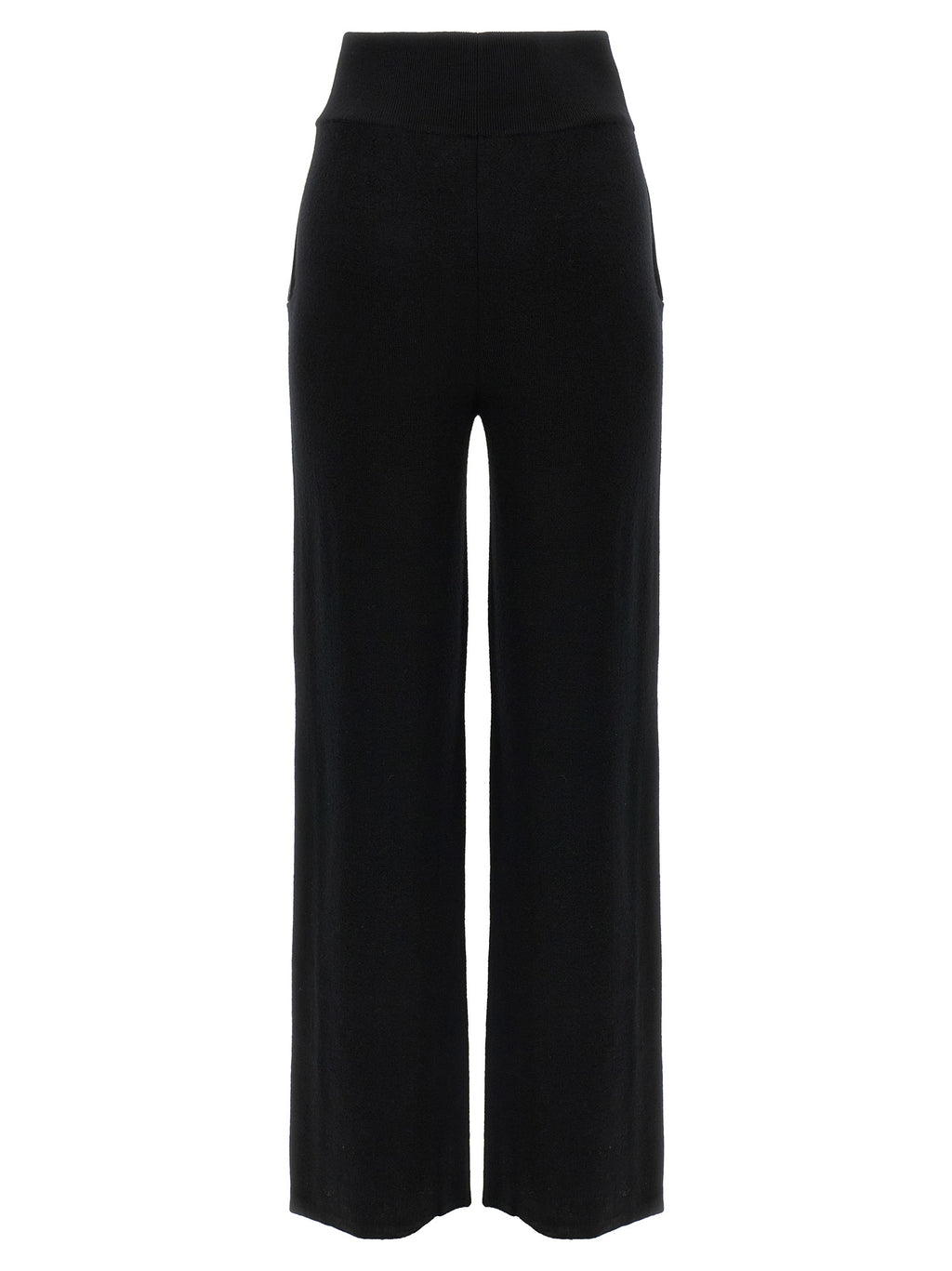 Black Merino Wool Casual Pants