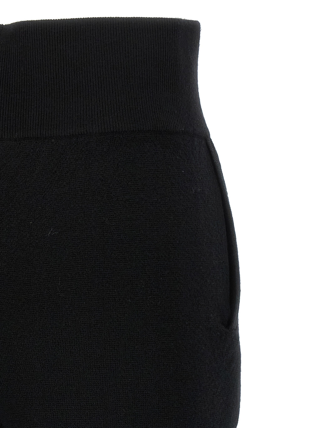 Black Merino Wool Casual Pants