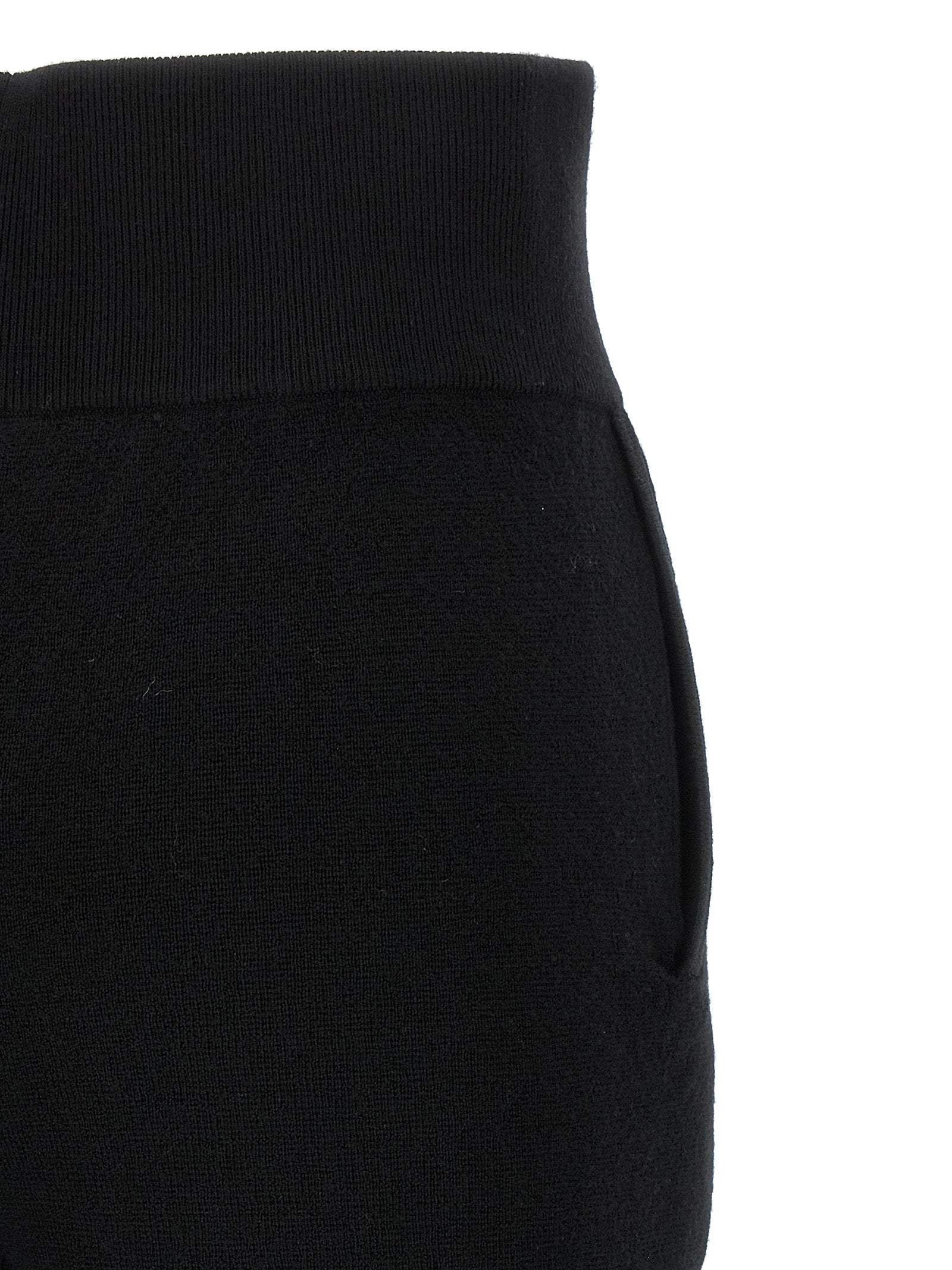 Black Merino Wool Casual Pants