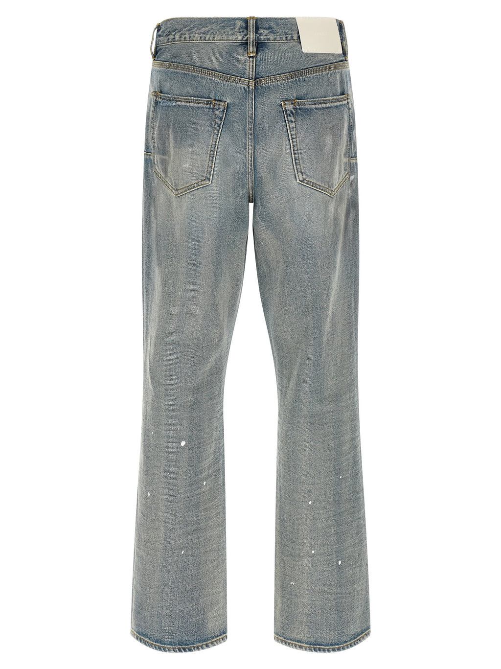 Blue Cotton Straight-Leg Jeans