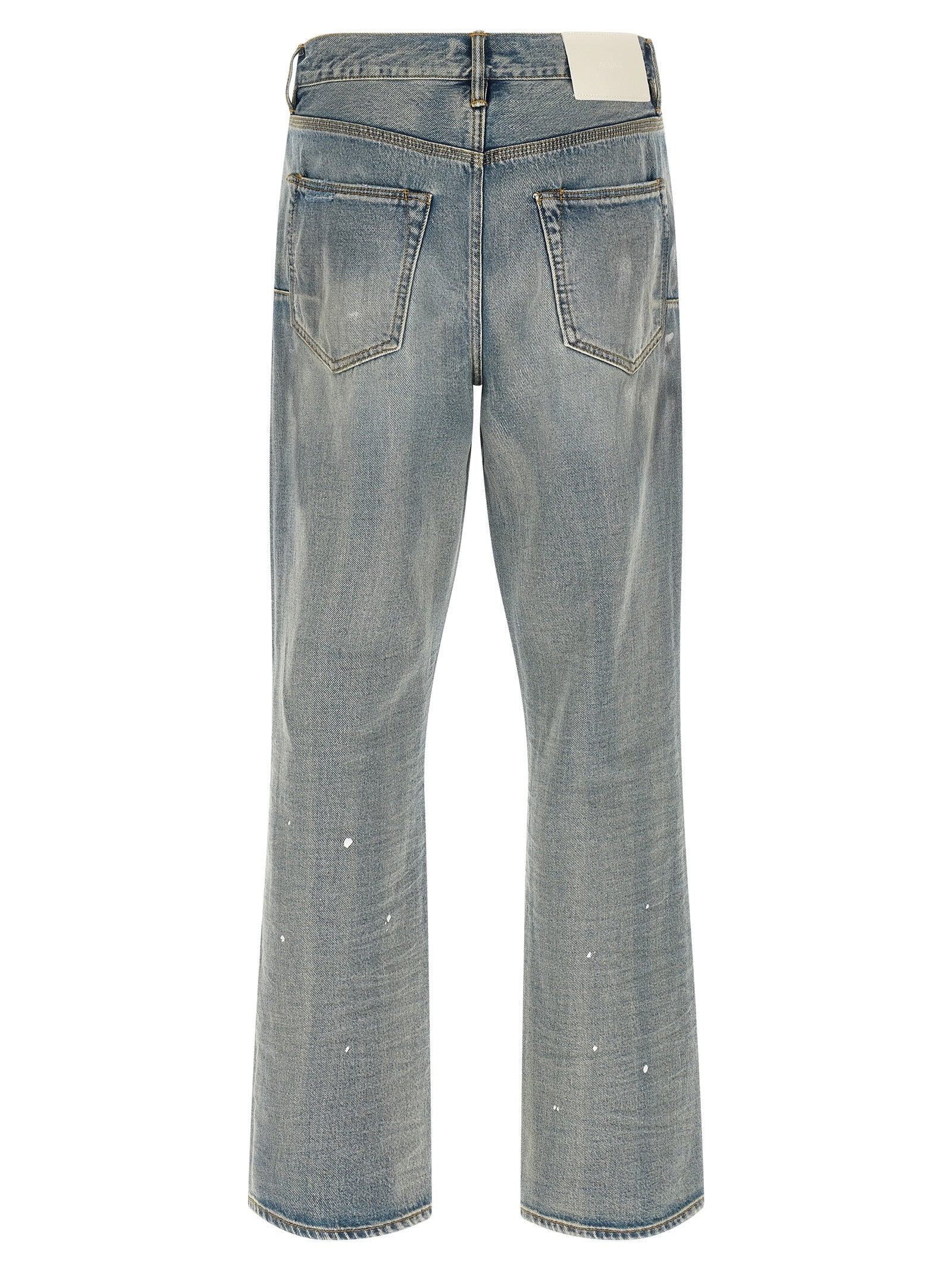 Blue Cotton Straight-Leg Jeans