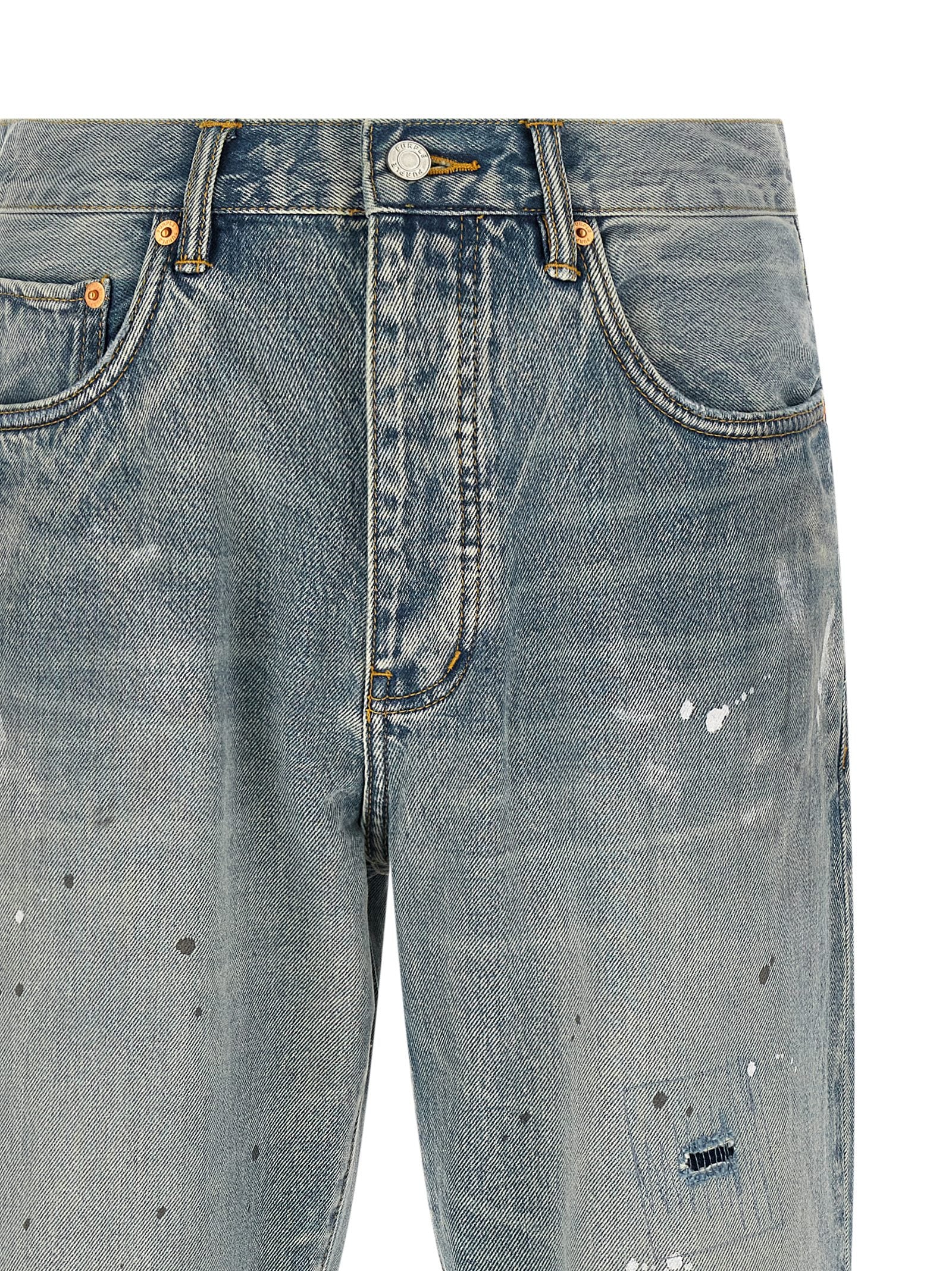 Blue Cotton Straight-Leg Jeans