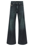 Blue Cotton Flared Jeans