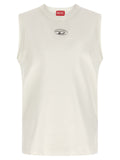 White Cotton Sleeveles T-Shirt