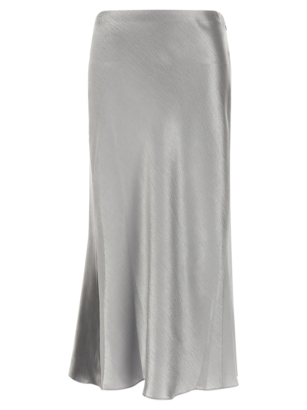 Gray Polyester Midi Skirt