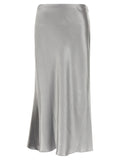 Gray Polyester Midi Skirt