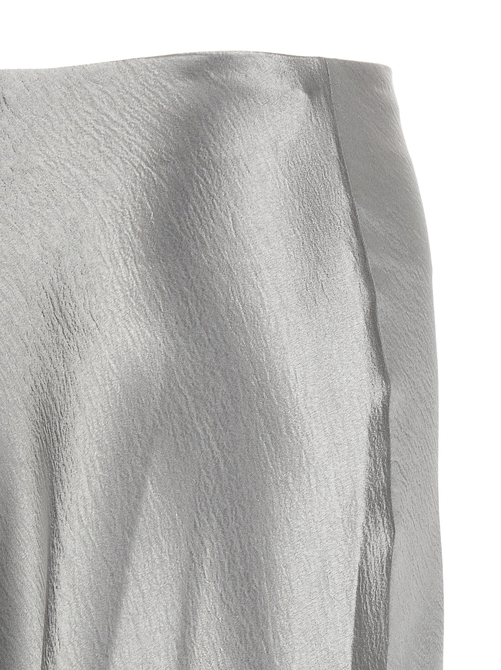 Gray Polyester Midi Skirt