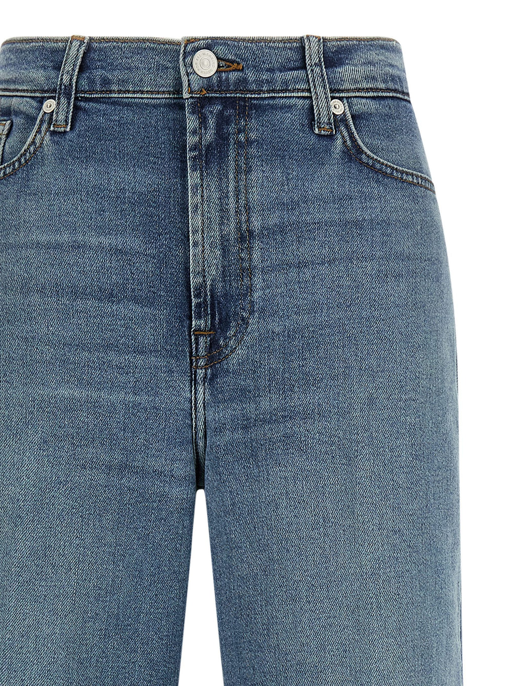 Blue Cotton Straight-Leg Jeans
