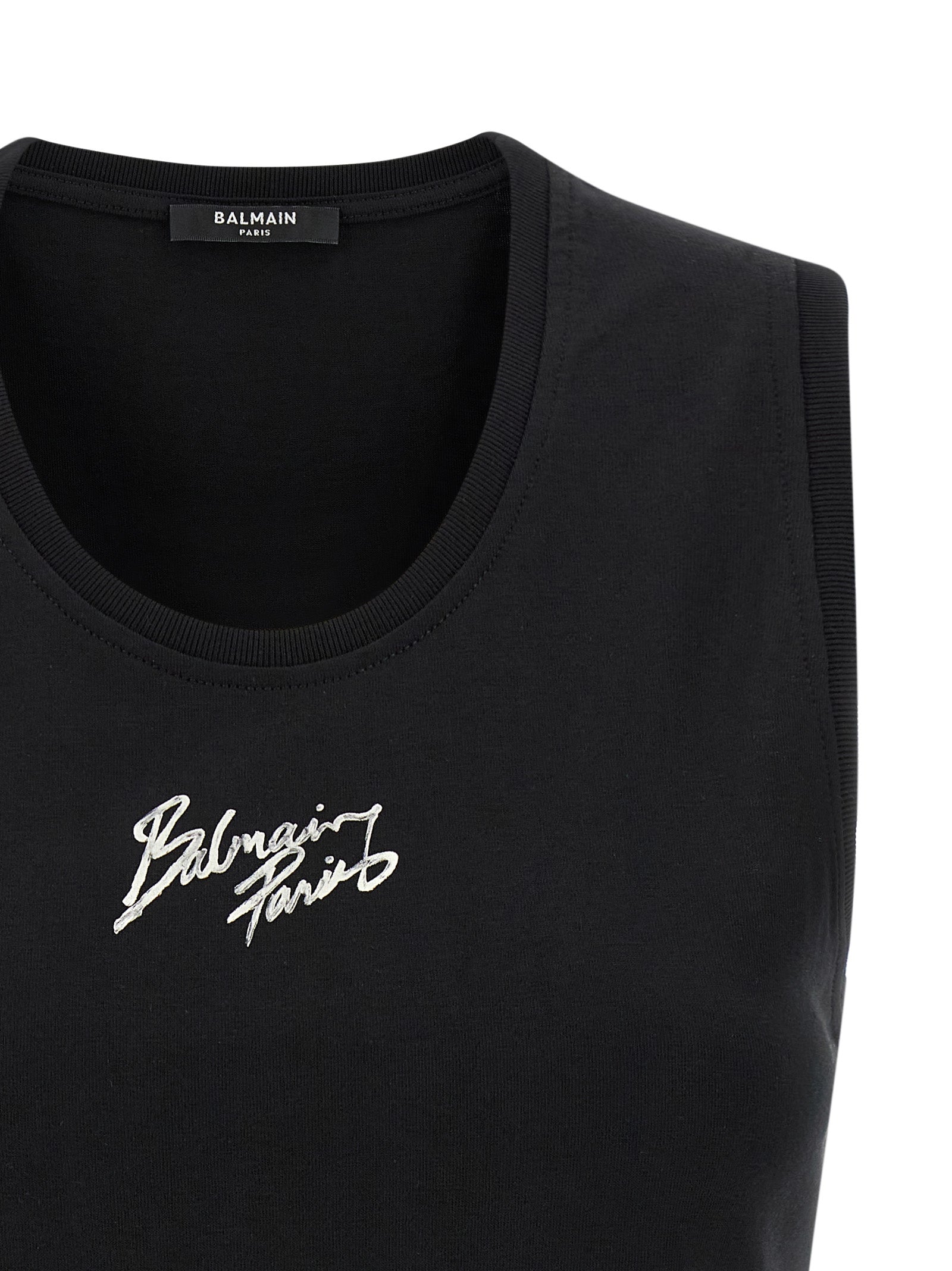 Black Cotton Sleeveles T-Shirt