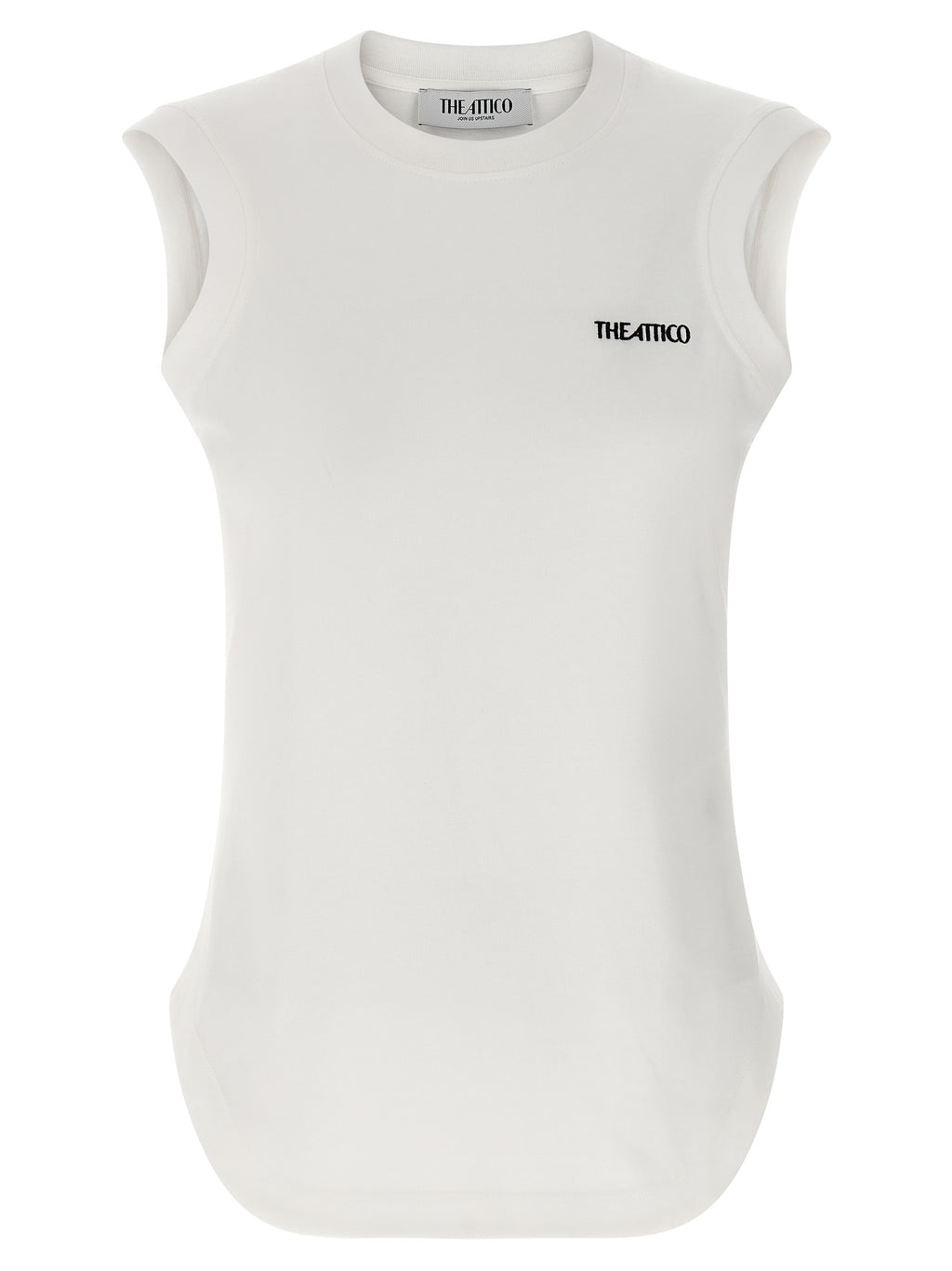 White Cotton Sleeveles T-Shirt
