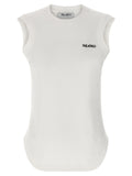 White Cotton Sleeveles T-Shirt