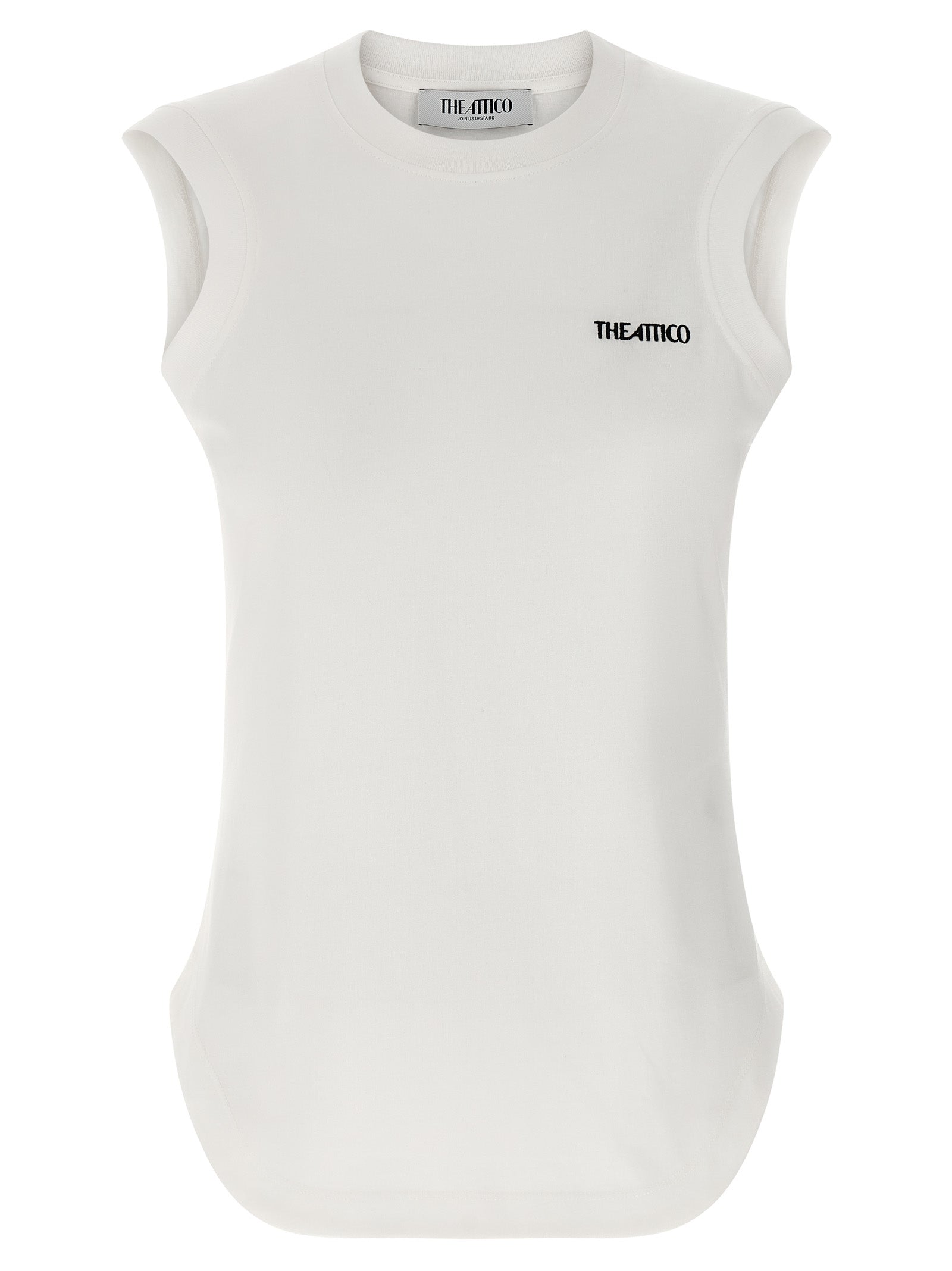 White Cotton Sleeveles T-Shirt