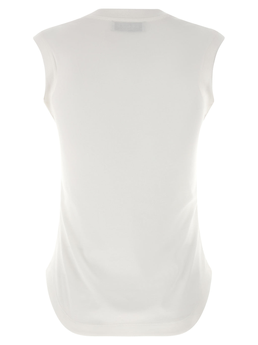White Cotton Sleeveles T-Shirt