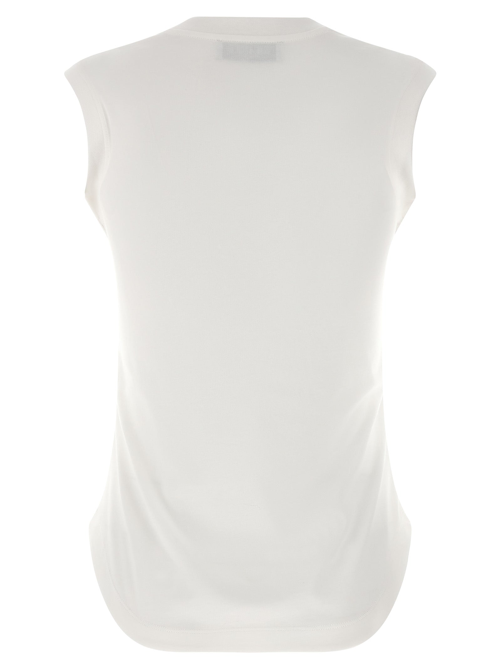 White Cotton Sleeveles T-Shirt