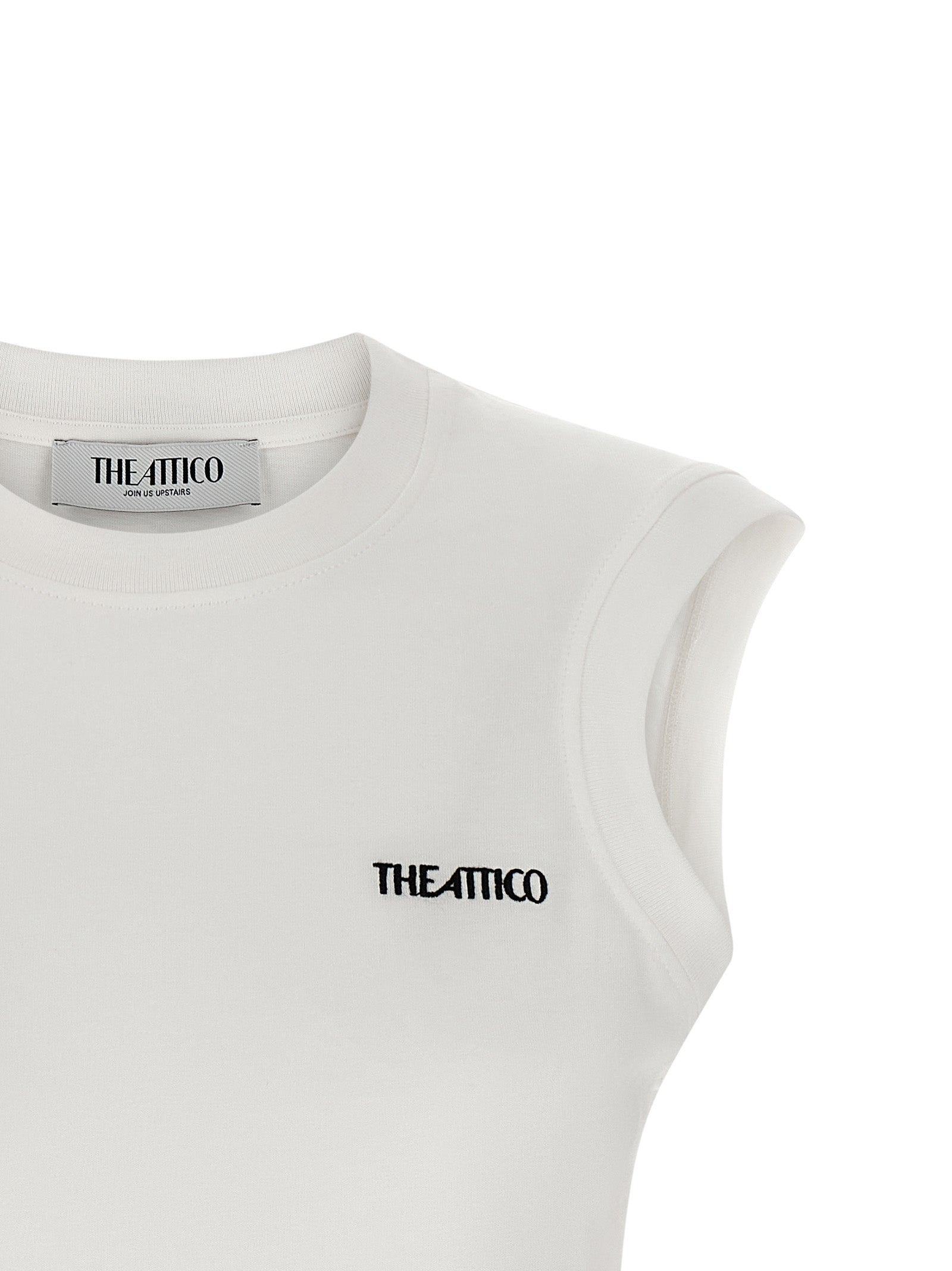 White Cotton Sleeveles T-Shirt