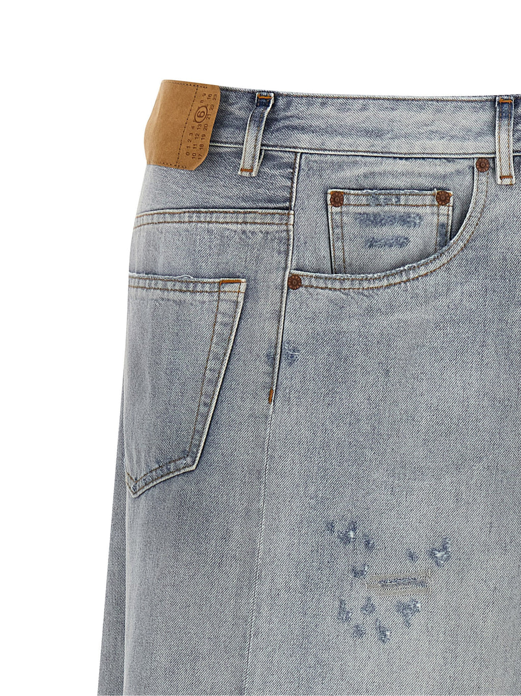 Blue Cotton Mini Skirt