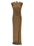 Beige Viscose Long Dress