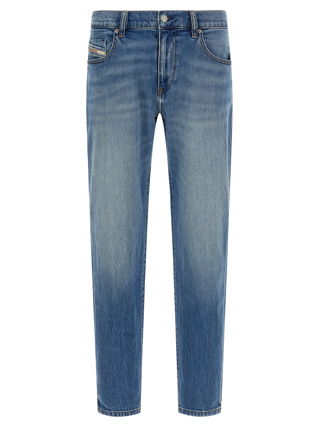 Blue Cotton Straight-Leg Jeans