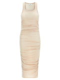 Beige Lycra Midi Dress