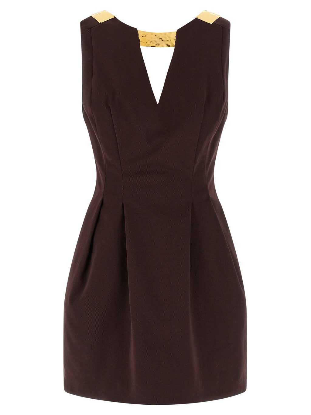 Brown Cotton Short Dress