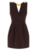 Brown Cotton Short Dress
