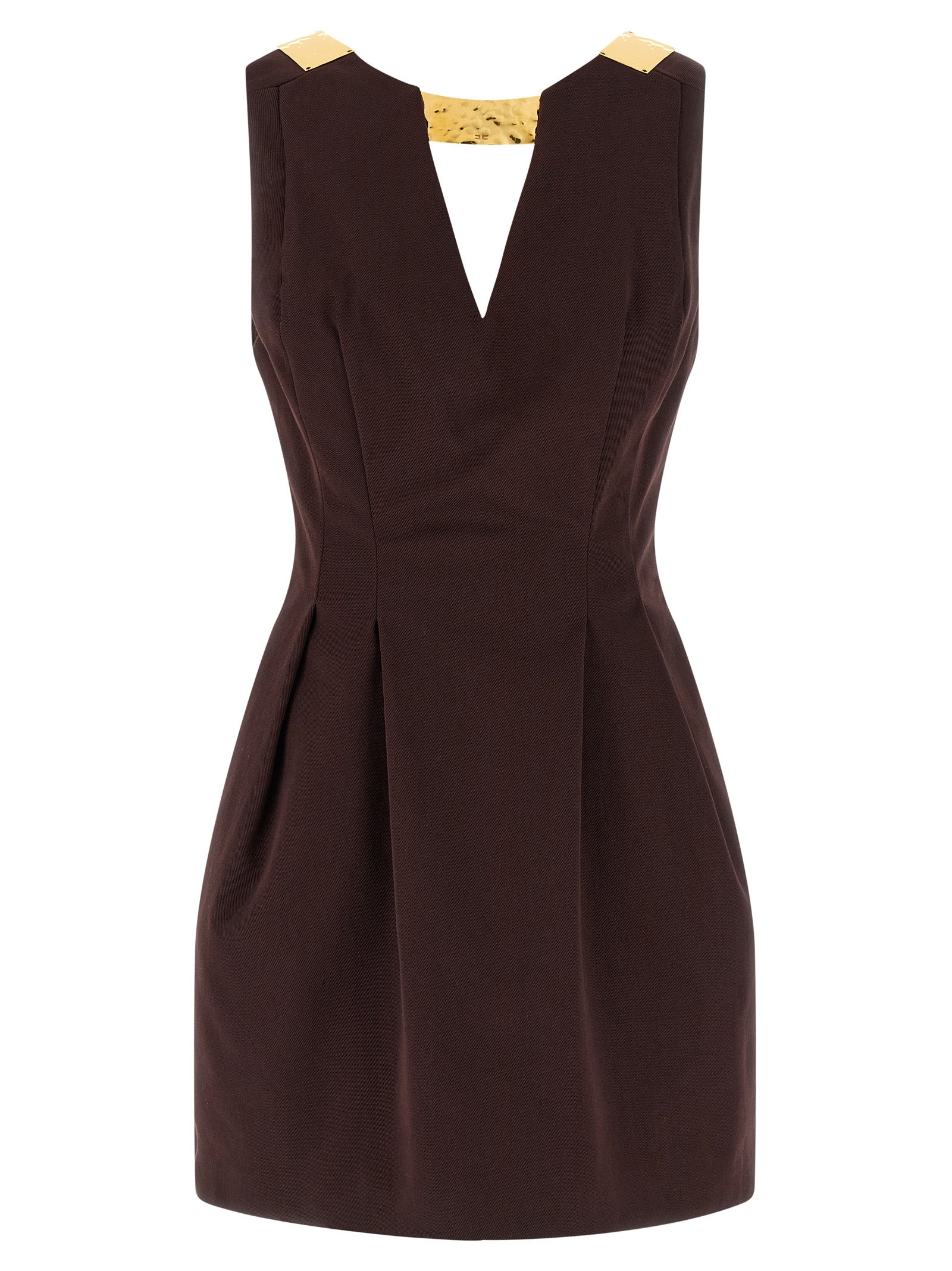 Brown Cotton Short Dress