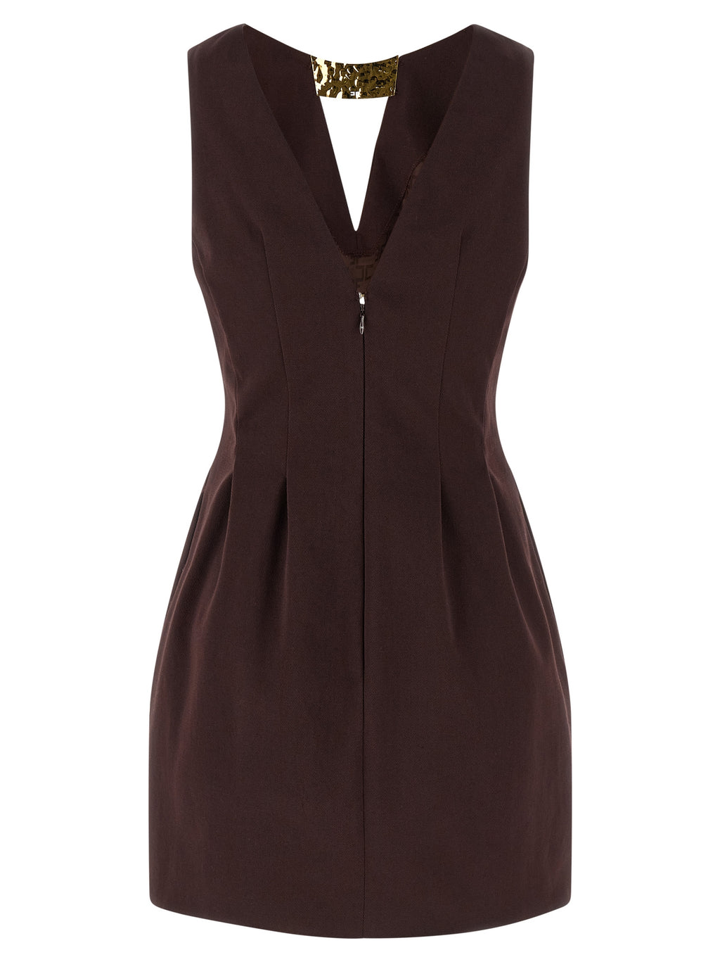 Brown Cotton Short Dress