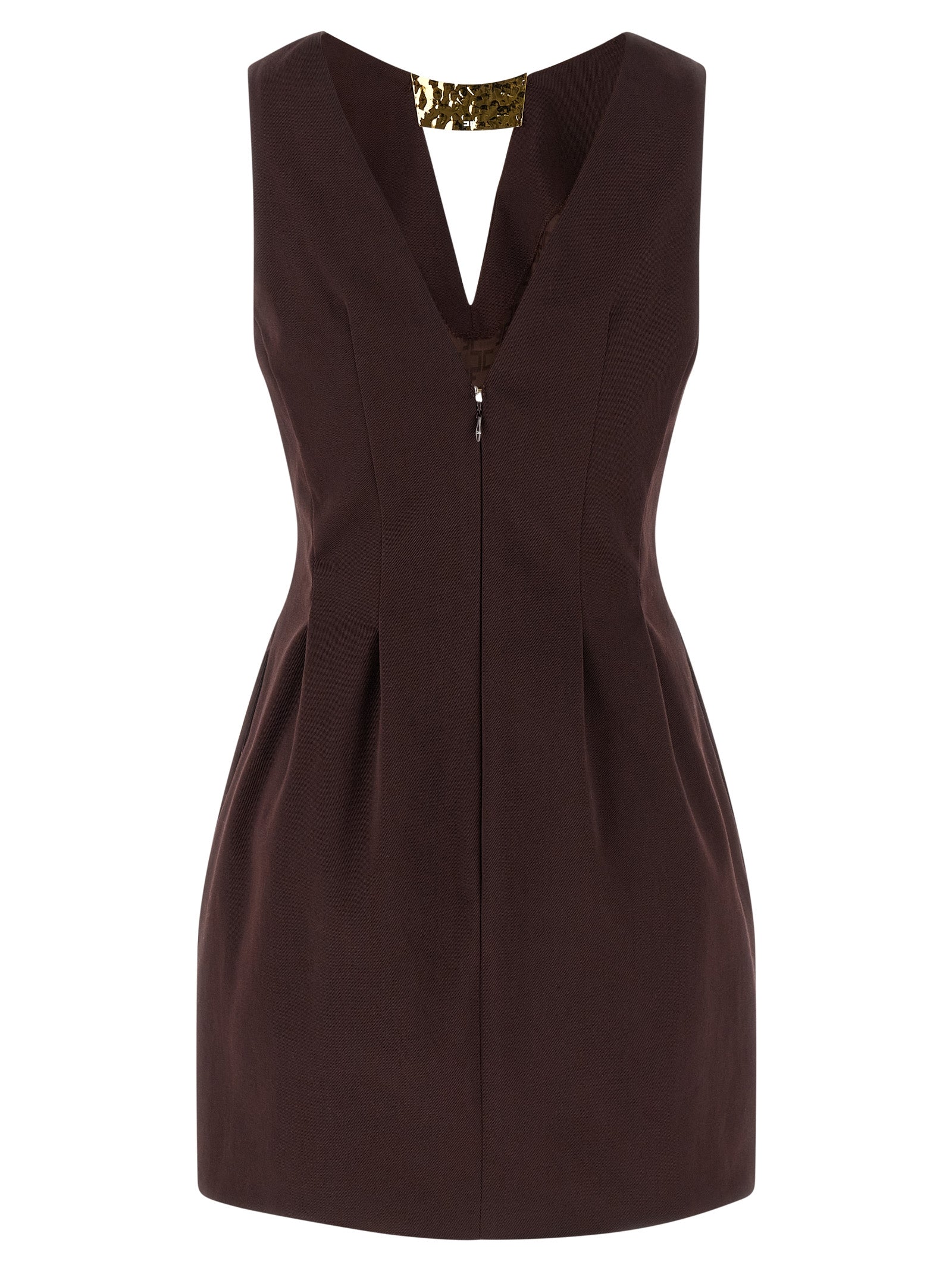 Brown Cotton Short Dress