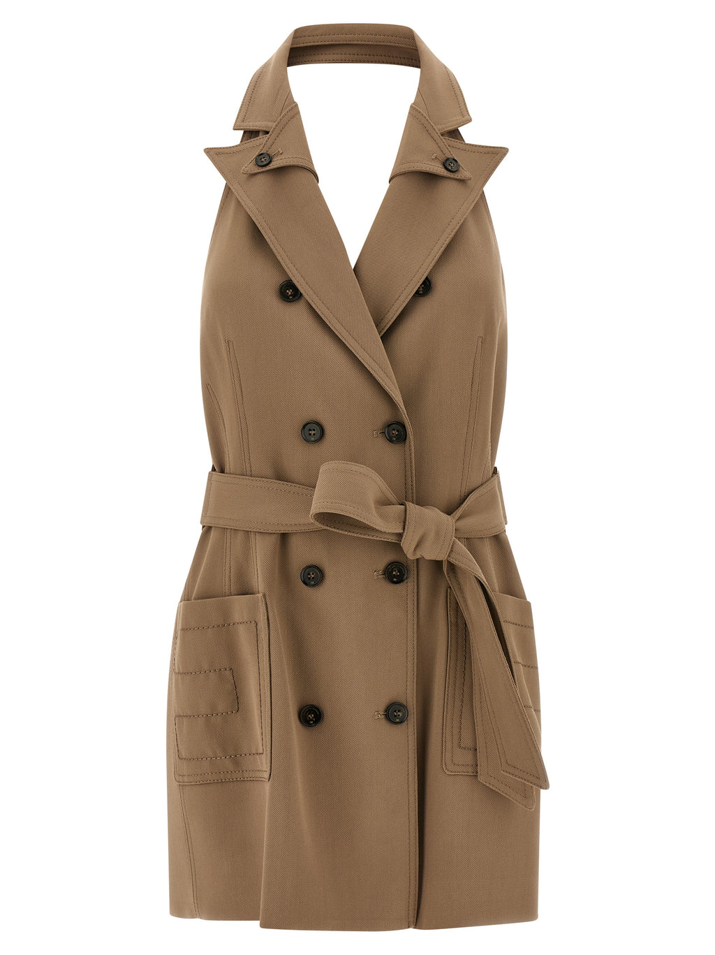 Beige Viscose Short Dress