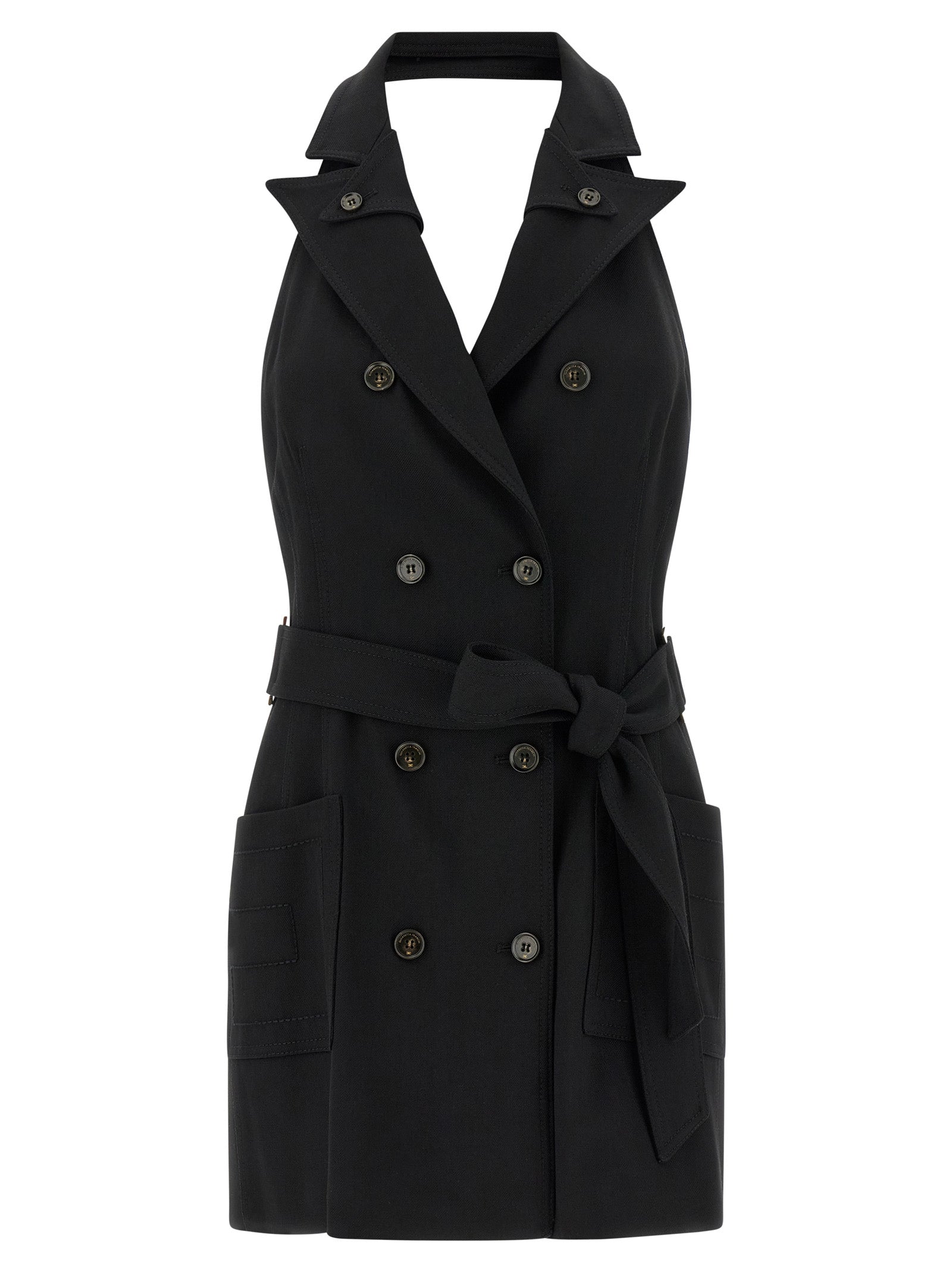 Black Viscose Short Dress