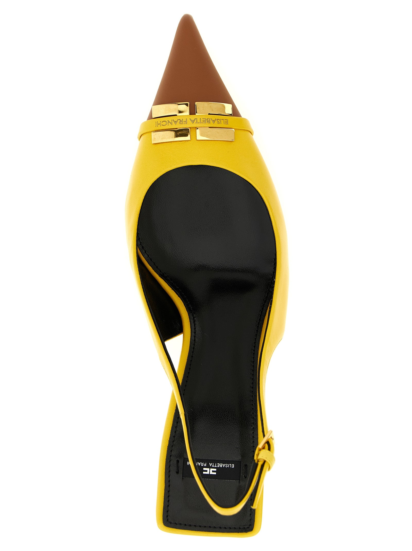 Bicolor Leather Mid Heel Pumps