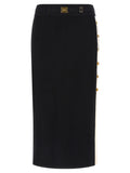 Black Viscose Midi Skirt