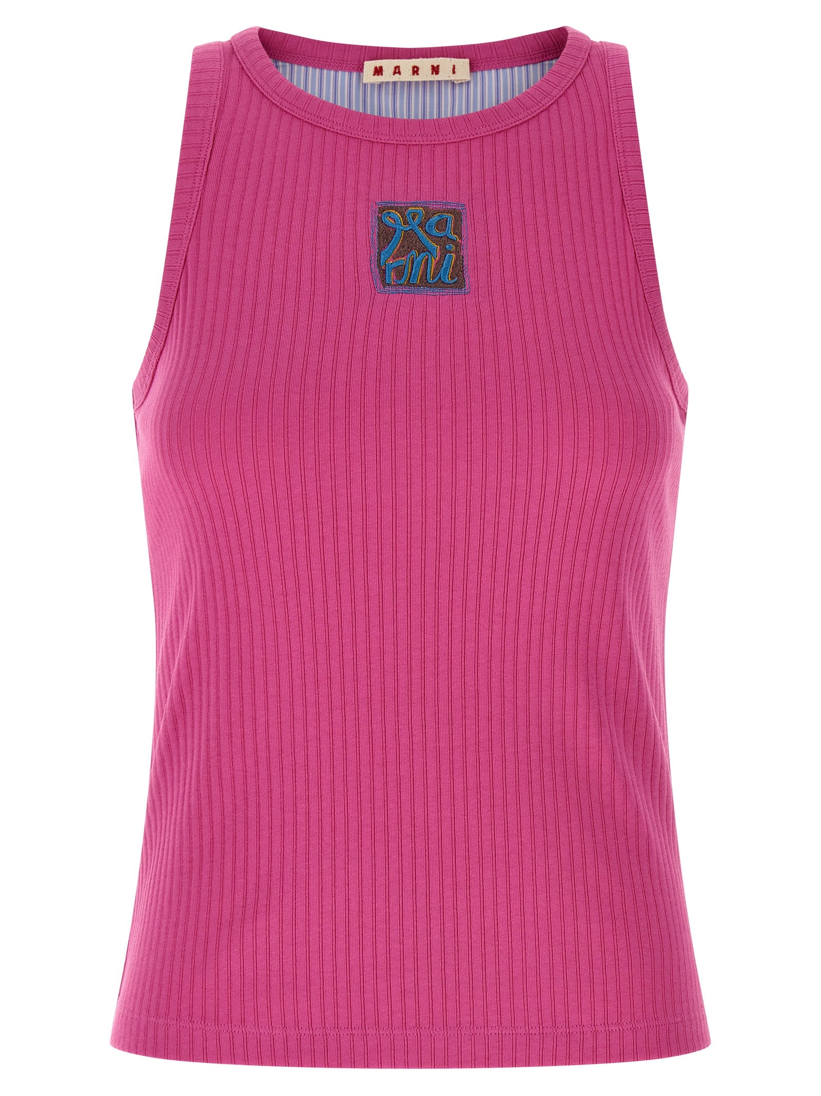 Fuchsia Cotton Sleeveles T-Shirt