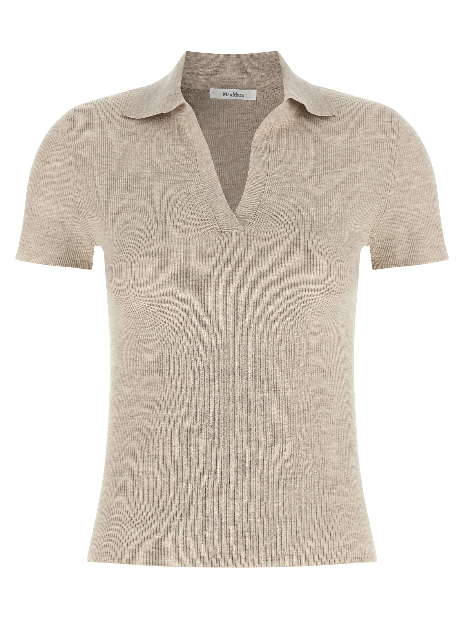 Beige Virgin Wool Polo Shirt