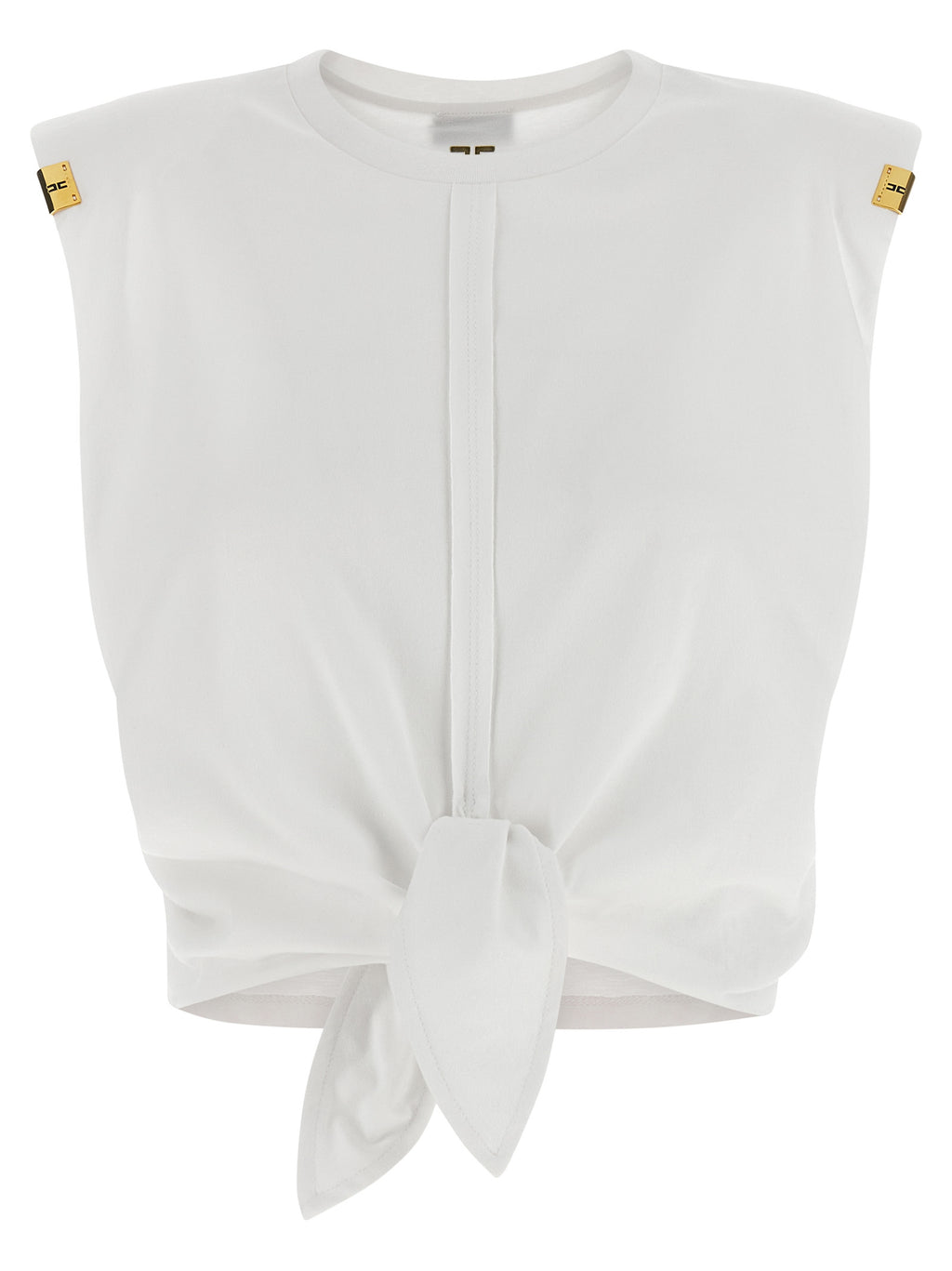 White Cotton Sleeveles T-Shirt