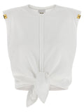 White Cotton Sleeveles T-Shirt