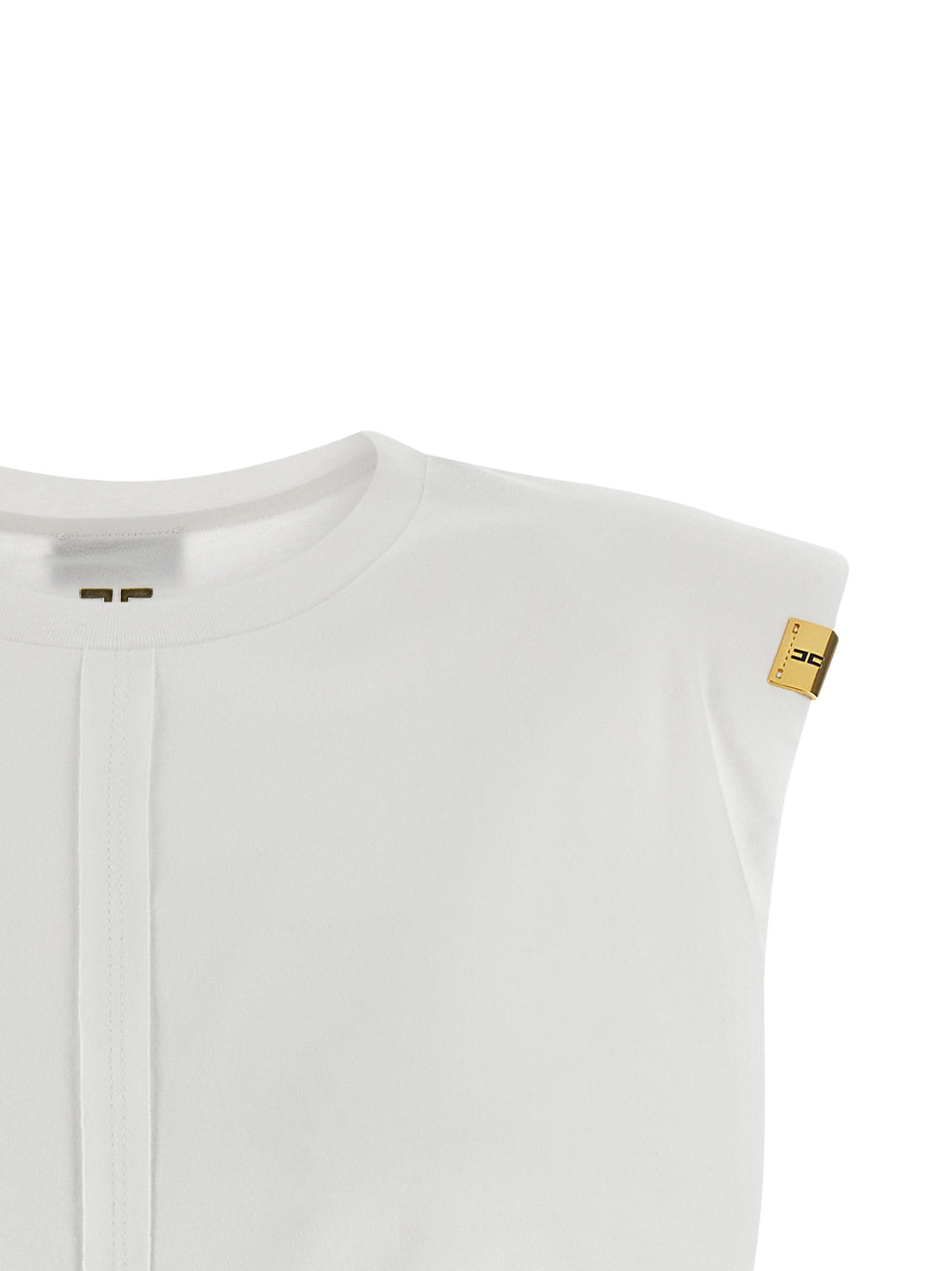 White Cotton Sleeveles T-Shirt
