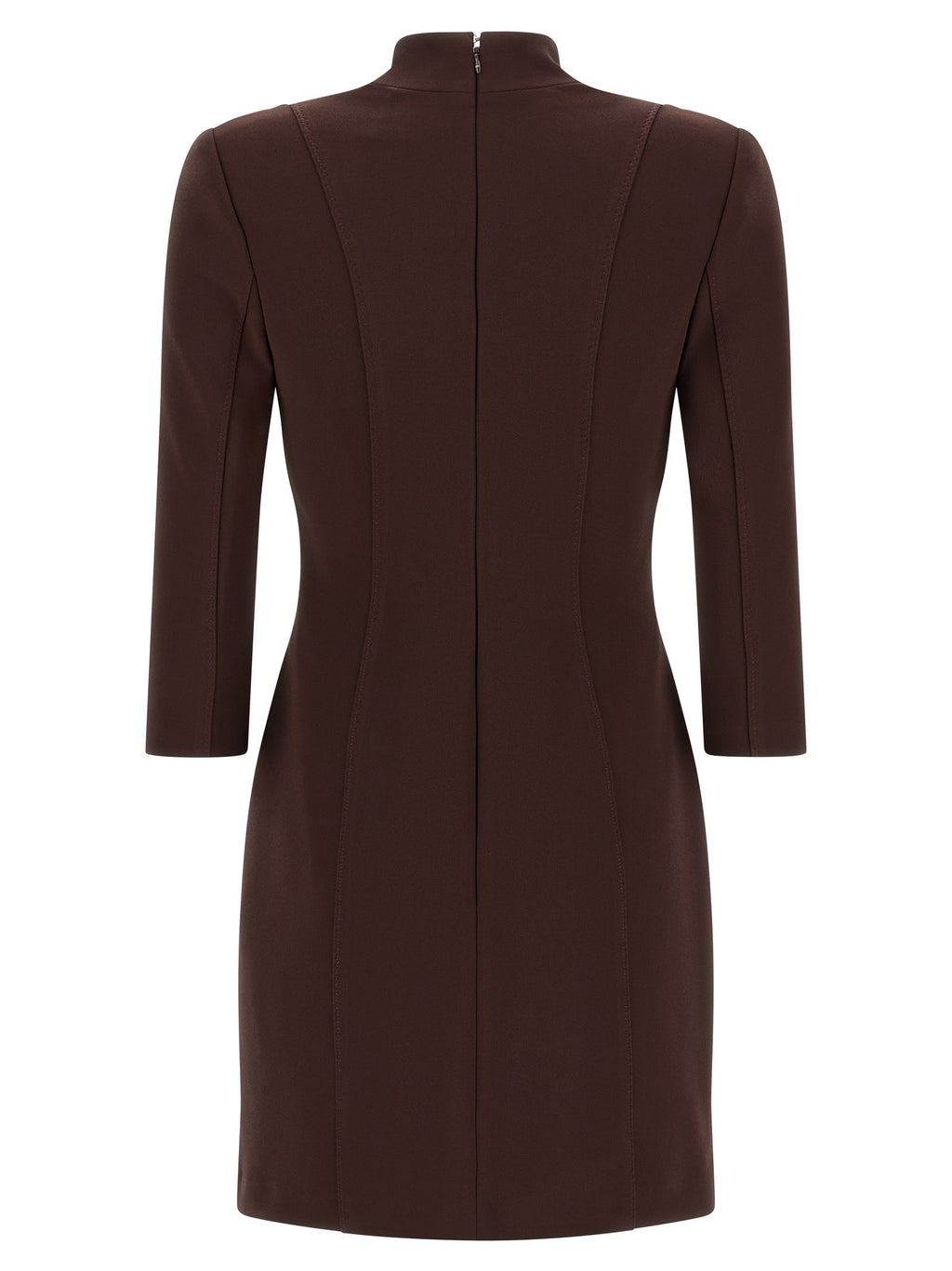 Brown Polyester Short Dress