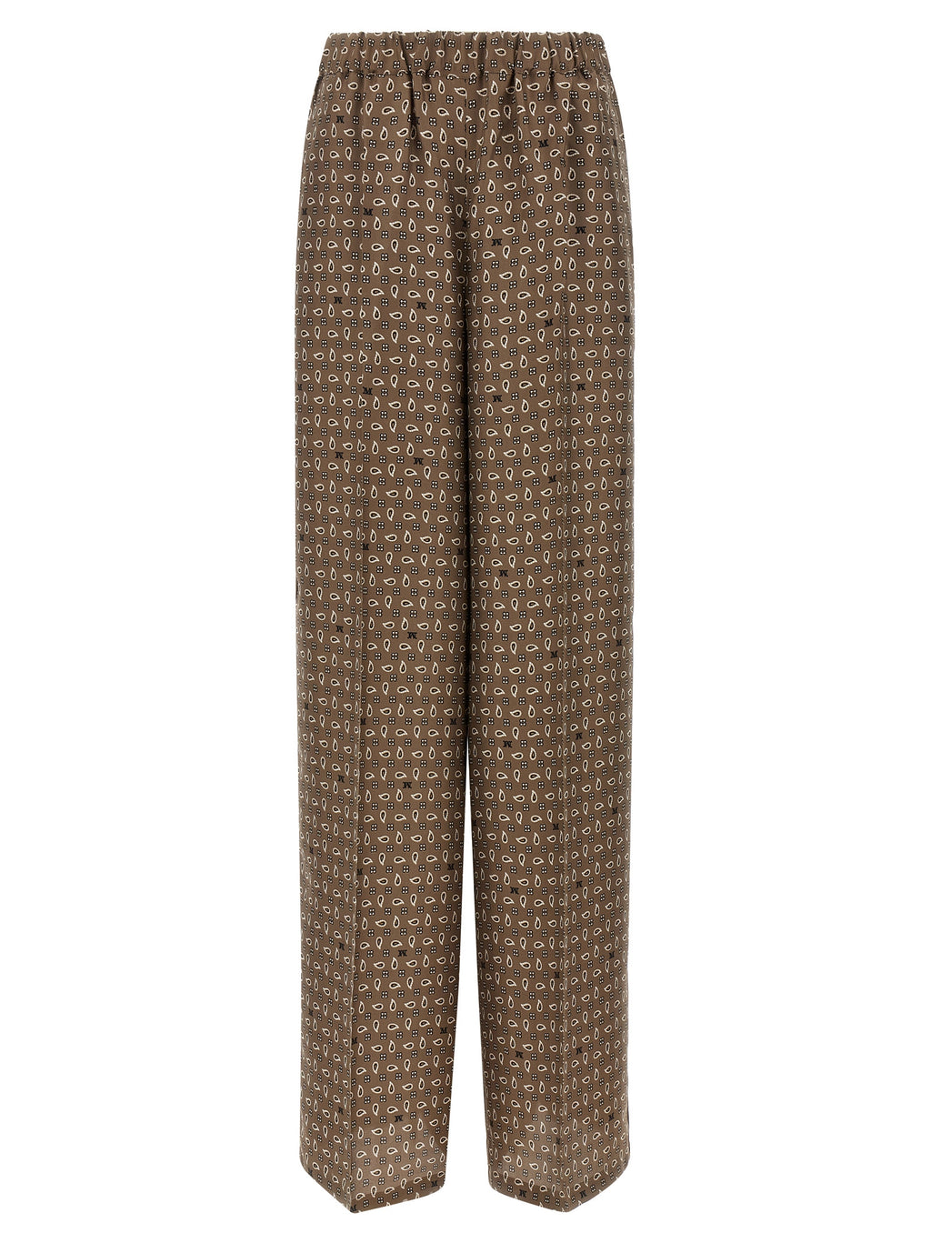 Brown Silk Casual Pants