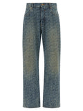 Blue Cotton Straight-Leg Jeans