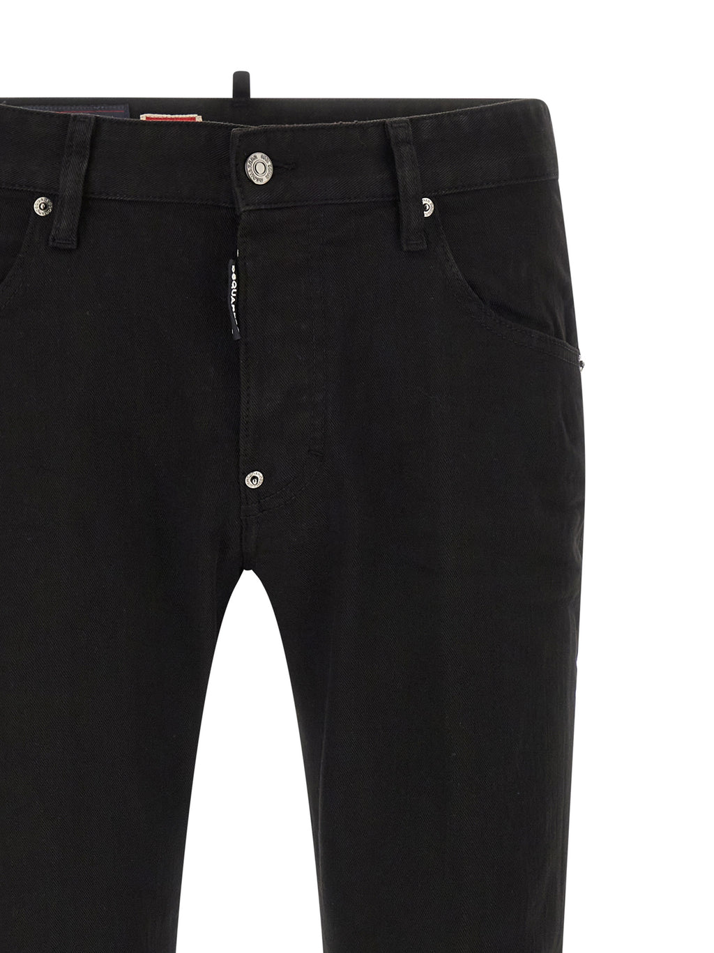 Black Cotton Straight-Leg Jeans
