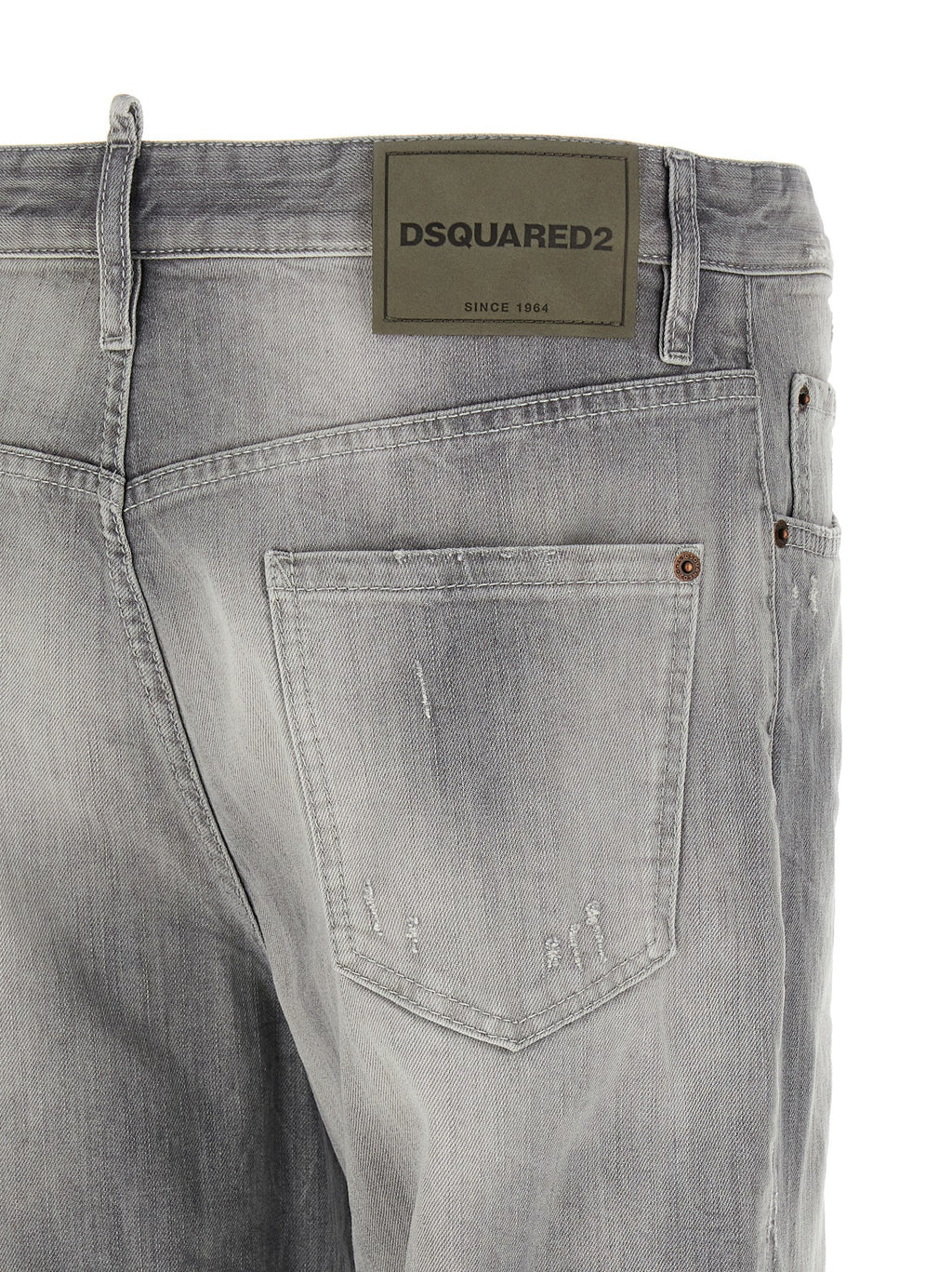 Gray Cotton Straight-Leg Jeans