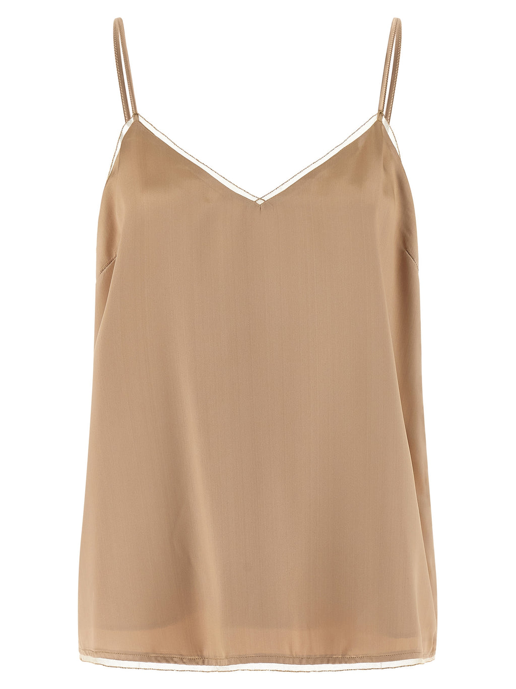Beige Viscose Tank Tops